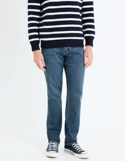 Celio Jean C.15 straight stretch maille 3 longueur - bleu^Homme C.15 / Jeans Straight|Jeans 3 Longueurs