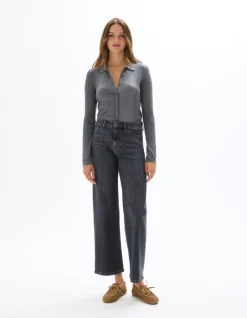 Celio Jean large taille haute 3 longueurs - gris^Femme Jeans