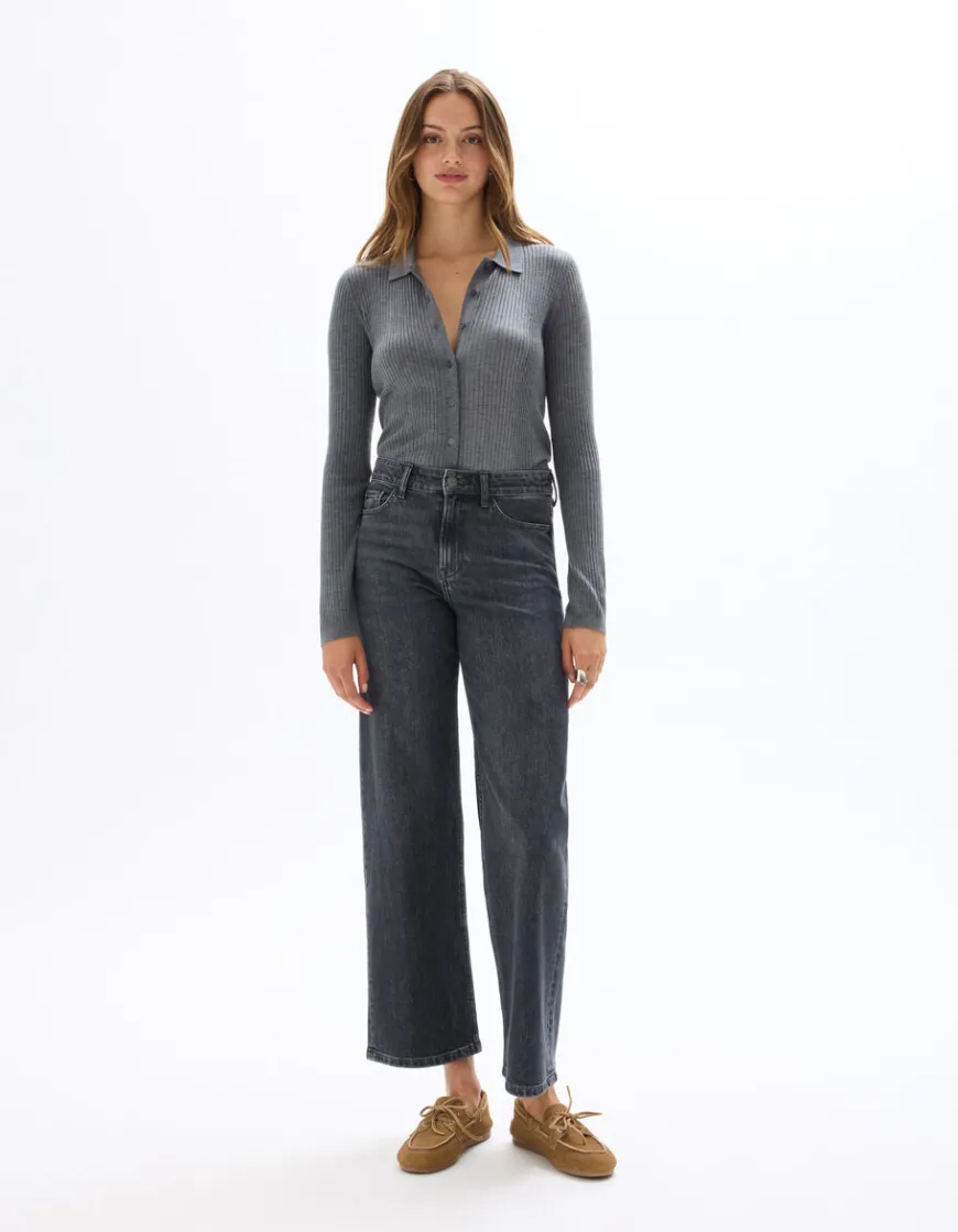 Celio Jean large taille haute 3 longueurs - gris^Femme Jeans