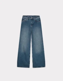 Celio Jean large taille haute délavé - bleu^Femme Jeans