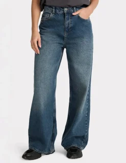 Celio Jean large taille haute délavé - bleu^Femme Jeans