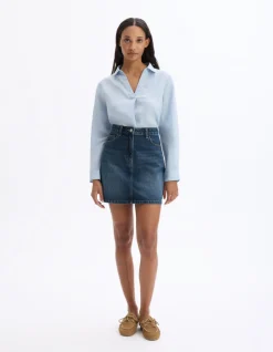 Celio Jupe courte basic en denim - bleu^Femme Les Essentiels Aux Meilleurs Prix|Jupes & Shorts