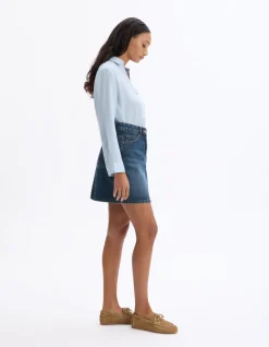 Celio Jupe courte basic en denim - bleu^Femme Les Essentiels Aux Meilleurs Prix|Jupes & Shorts