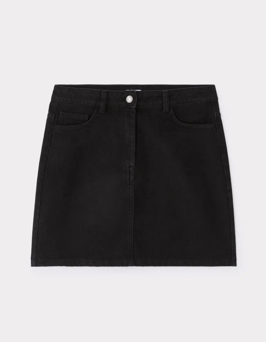 Celio Jupe courte basic en denim - noir^Femme Les Essentiels Aux Meilleurs Prix|Jupes & Shorts