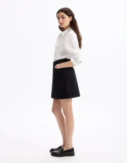 Celio Jupe courte basic en denim - noir^Femme Les Essentiels Aux Meilleurs Prix|Jupes & Shorts