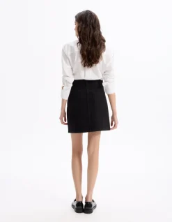 Celio Jupe courte basic en denim - noir^Femme Les Essentiels Aux Meilleurs Prix|Jupes & Shorts