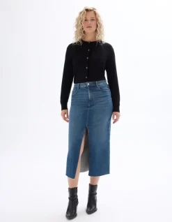 Celio Jupe en denim avec fente - denim^Femme Les Essentiels Aux Meilleurs Prix|Jupes & Shorts