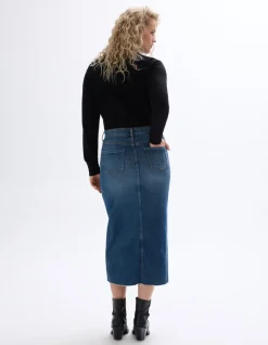 Celio Jupe en denim avec fente - denim^Femme Les Essentiels Aux Meilleurs Prix|Jupes & Shorts