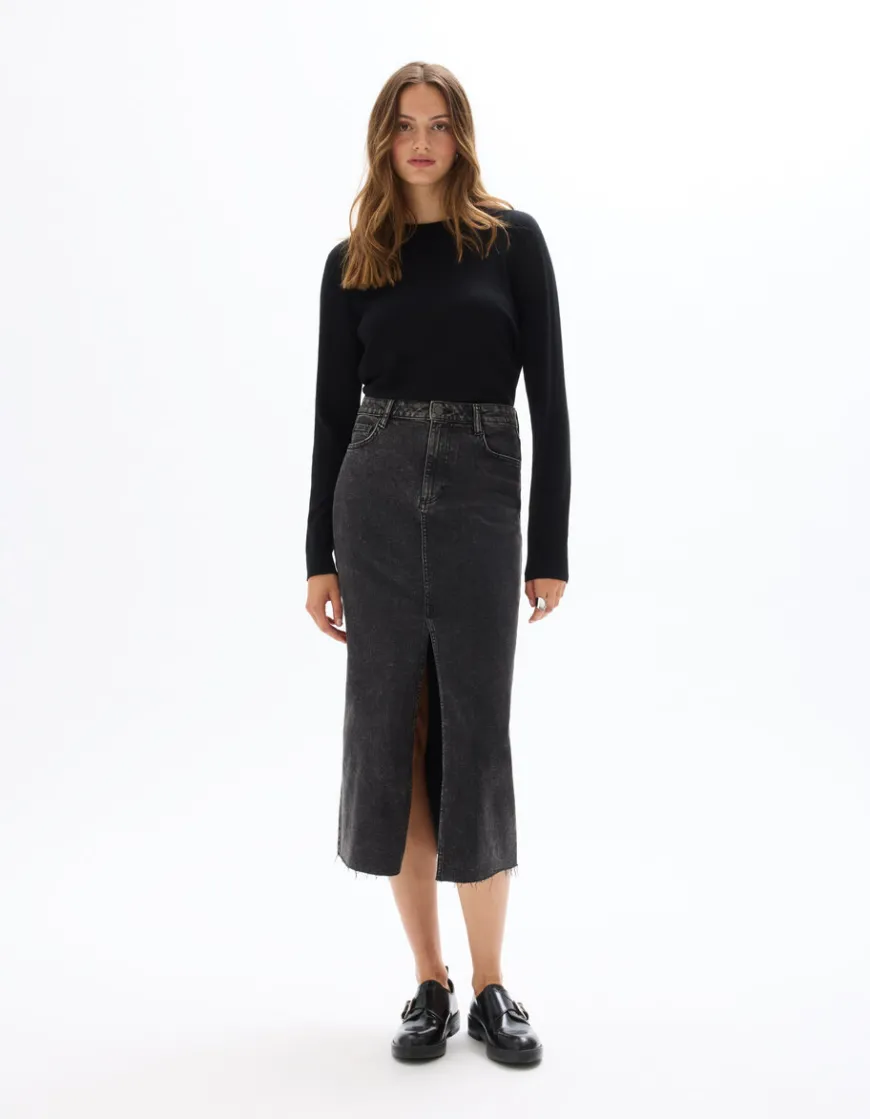 Celio Jupe en denim avec fente - gris foncé^Femme Jupes & Shorts