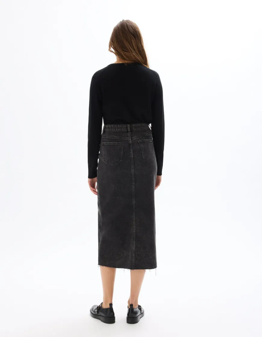 Celio Jupe en denim avec fente - gris foncé^Femme Jupes & Shorts
