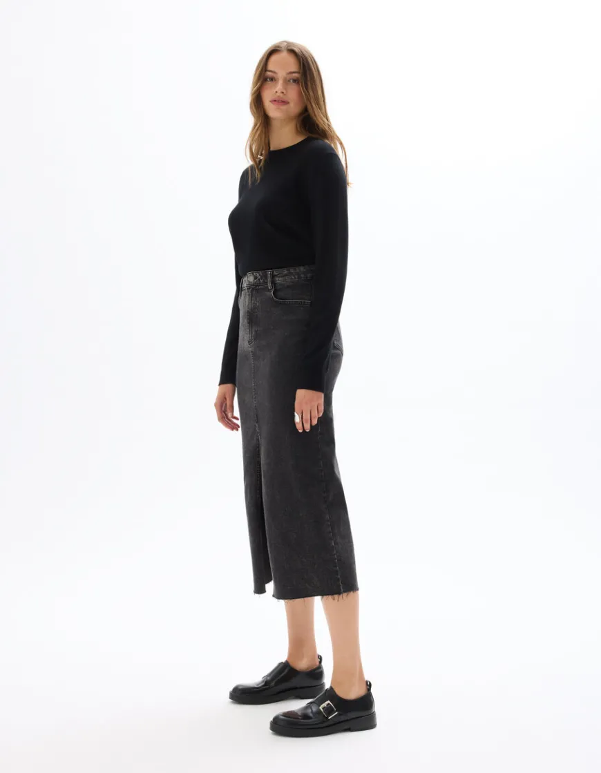 Celio Jupe en denim avec fente - gris foncé^Femme Jupes & Shorts