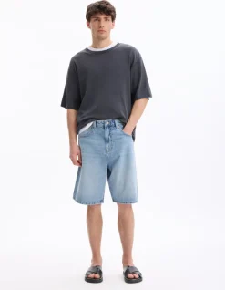 Celio Long bermuda baggy en jean - bleu clair^Homme Shorts Et Bermudas|Shorts Et Bermudas