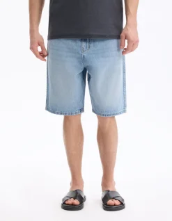 Celio Long bermuda baggy en jean - bleu clair^Homme Shorts Et Bermudas|Shorts Et Bermudas