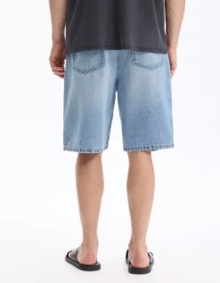 Celio Long bermuda baggy en jean - bleu clair^Homme Shorts Et Bermudas|Shorts Et Bermudas