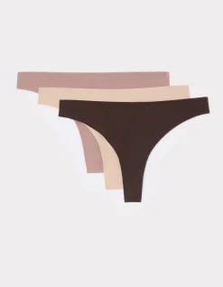 Celio Lot de 3 strings en microfibre - rose et noir^Femme Sous-Vêtements