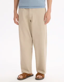 Celio Pantalon baggy 100% coton - beige^Homme Pantalons