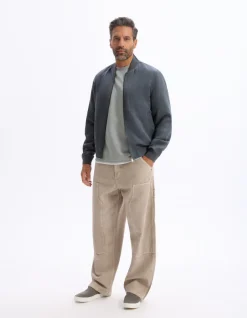 Celio Pantalon baggy 100% coton - beige^Homme Pantalons