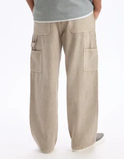 Celio Pantalon baggy 100% coton - beige^Homme Pantalons