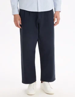 Celio Pantalon baggy 7/8 ème en coton stretch - marine^Homme Pantalons Chinos|Pantalons