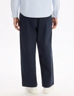 Celio Pantalon baggy 7/8 ème en coton stretch - marine^Homme Pantalons Chinos|Pantalons