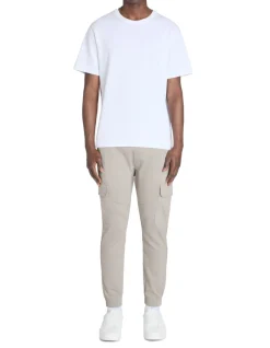 Celio Pantalon cargo slim en coton stretch - gris^Homme Pantalons