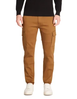 Celio Pantalon cargo straight coton stretch - marron^Homme Pantalons