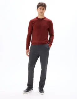 Celio Pantalon chino slim en jersey - gris foncé^Homme Pantalons