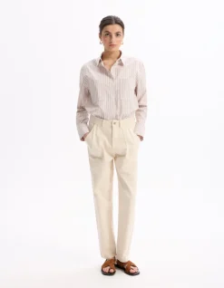 Celio Pantalon droit - beige^Femme Pantalons