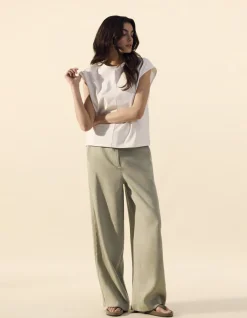 Celio Pantalon en lin - vert^Femme Pantalons|Collection Lin