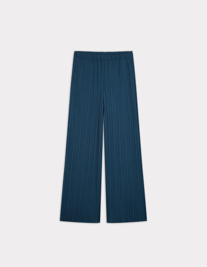 Celio Pantalon ensemble maille plissée - bleu^Femme Pantalons|Les Ensembles