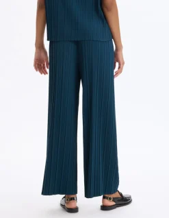 Celio Pantalon ensemble maille plissée - bleu^Femme Pantalons|Les Ensembles