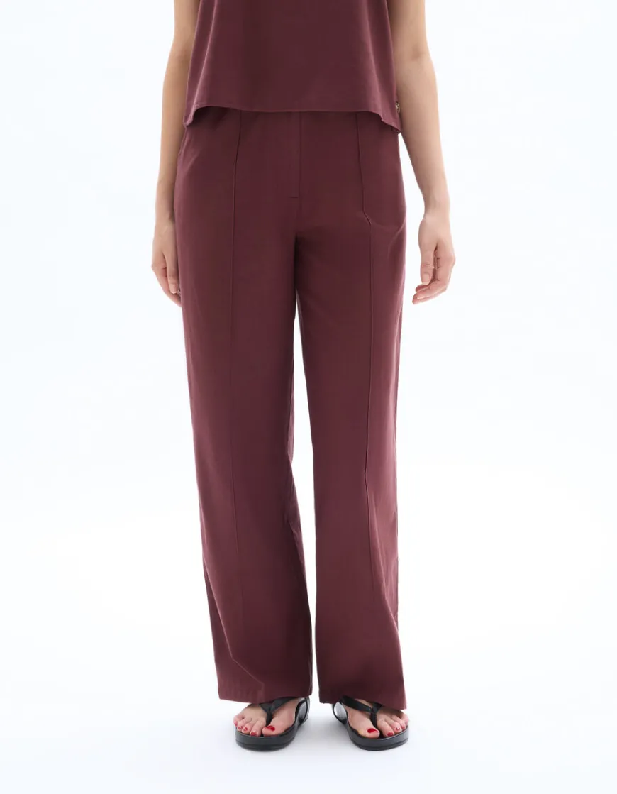 Celio Pantalon fluide coton lin - marron^Femme Les Tailleurs|Les Meilleures Ventes