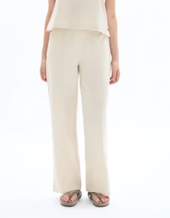 Celio Pantalon fluide coton lin - beige^Femme Les Tailleurs|Pantalons