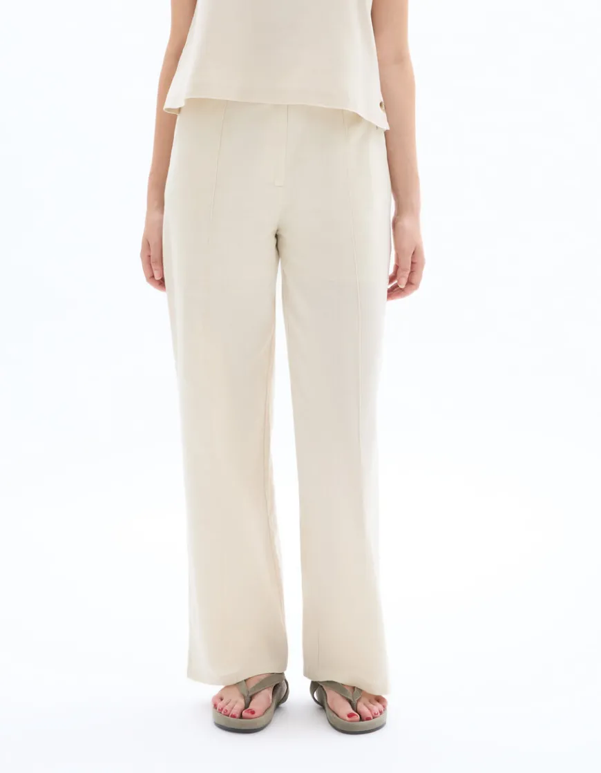 Celio Pantalon fluide coton lin - beige^Femme Les Tailleurs|Pantalons