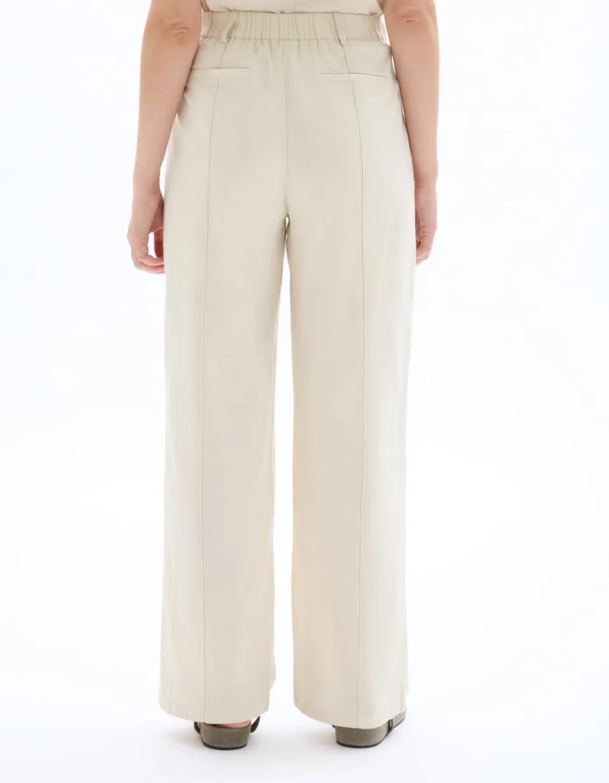 Celio Pantalon fluide coton lin - beige^Femme Les Tailleurs|Pantalons