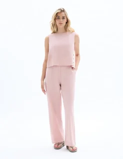 Celio Pantalon fluide coton lin - rose^Femme Les Tailleurs|Pantalons