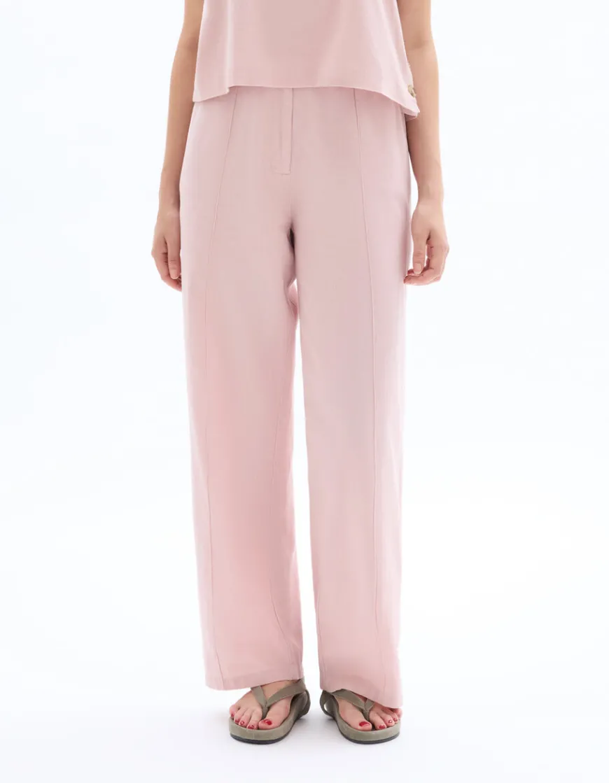 Celio Pantalon fluide coton lin - rose^Femme Les Tailleurs|Pantalons