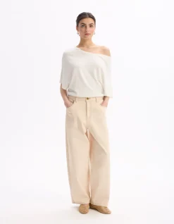 Celio Pantalon large - beige^Femme Pantalons