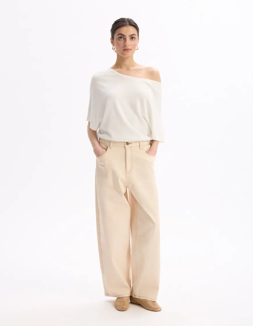 Celio Pantalon large - beige^Femme Pantalons