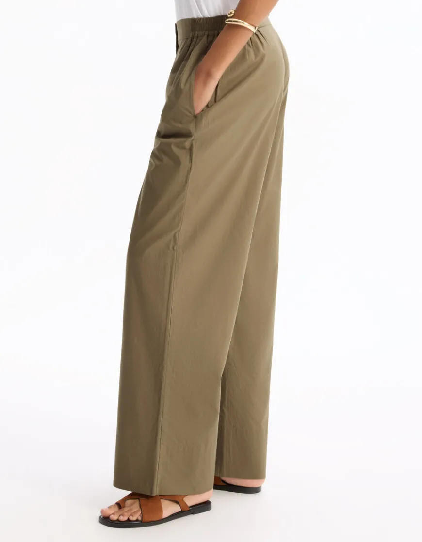Celio Pantalon large - kaki^Femme Pantalons