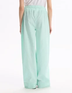 Celio Pantalon large en popeline de coton - vert d'eau^Femme Loungewear|Les Essentiels Aux Meilleurs Prix