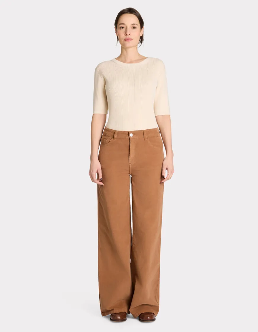 Celio Pantalon large en velours - marron^Femme Pantalons