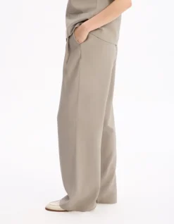 Celio pantalon large taille haute - beige^Femme Pantalons|Les Ensembles