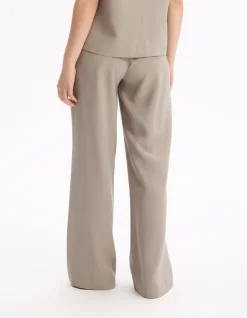 Celio pantalon large taille haute - beige^Femme Pantalons|Les Ensembles