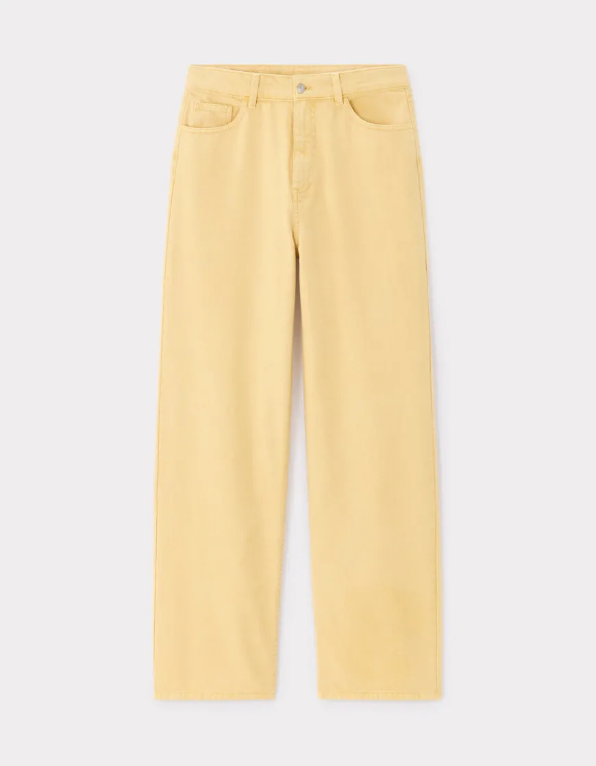 Celio Pantalon large type jeans - jaune^Femme Pantalons