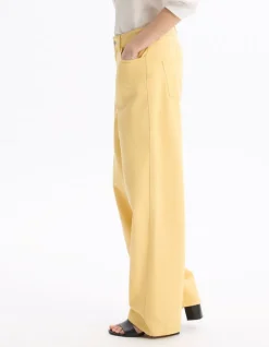 Celio Pantalon large type jeans - jaune^Femme Pantalons