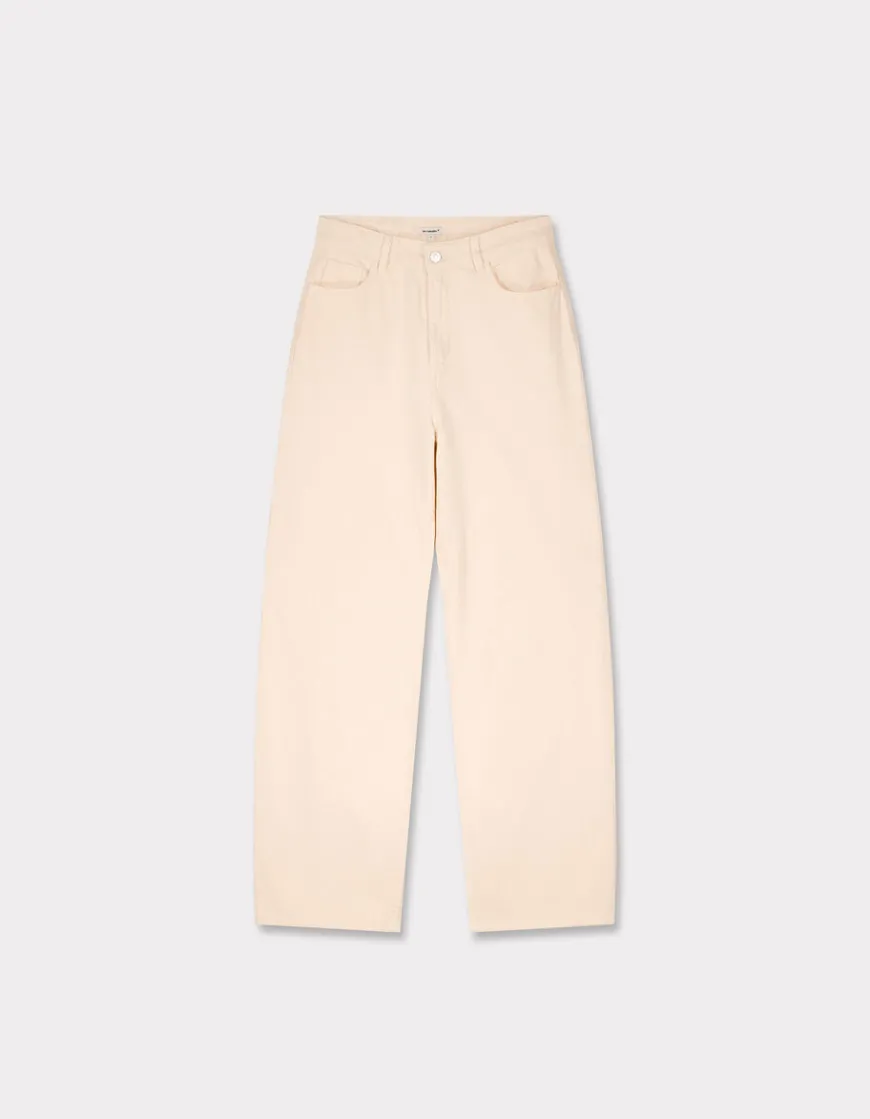Celio Pantalon large type jeans - beige^Femme Pantalons