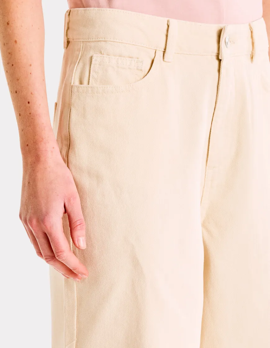Celio Pantalon large type jeans - beige^Femme Pantalons