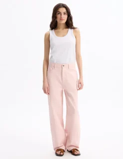 Celio Pantalon large type jeans - rose^Femme Pantalons