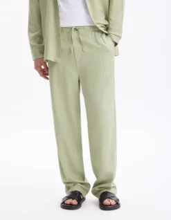 Celio Pantalon loose fluide - vert^Homme Pantalons En Lin|Pantalons